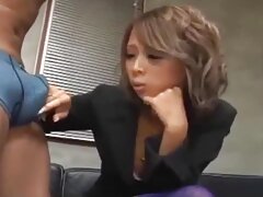 Hot office lady giving blowjob on her knees cum to mouth swallowing on the floor in the office segment